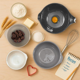 Glad mixing bowls nest neatly for compact pantry storage.