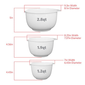 Glad mixing bowls non-slip bottoms keep bowls steady during vigorous mixing.