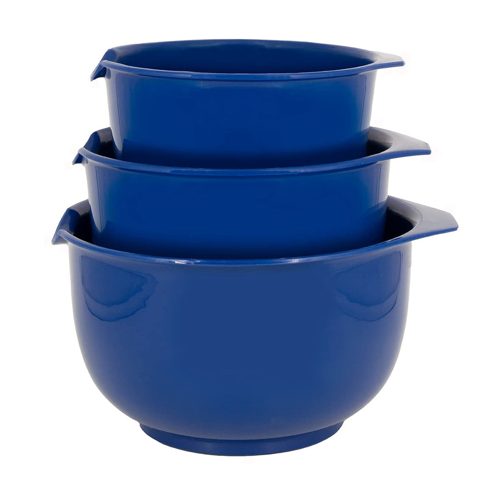 Glad Mixing Bowls with Pour Spout blue for easy batter pouring.