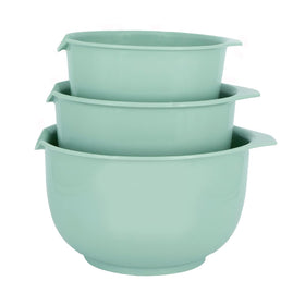 Glad mixing bowls with pour spout in sage green for controlled pouring and minimal spills