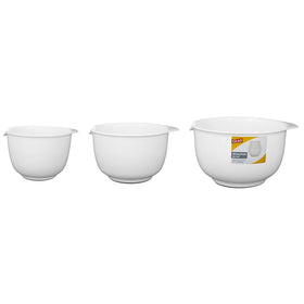 Glad white 3-piece set offers versatile use for prep, whisking, and pouring.