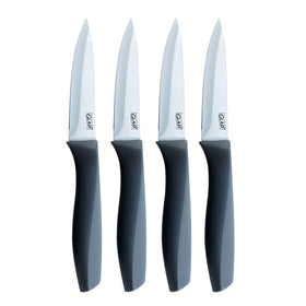 Glad paring knife set four-pack with non-slip handles for precise peeling and slicing.