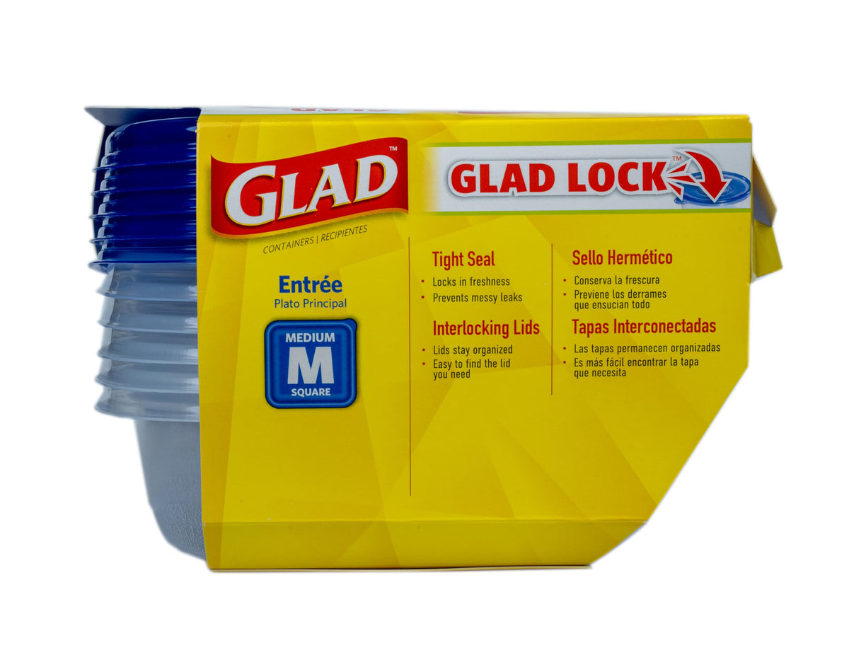 Glad GladWare Entree 25 oz interlocking lids reduce clutter and organize containers