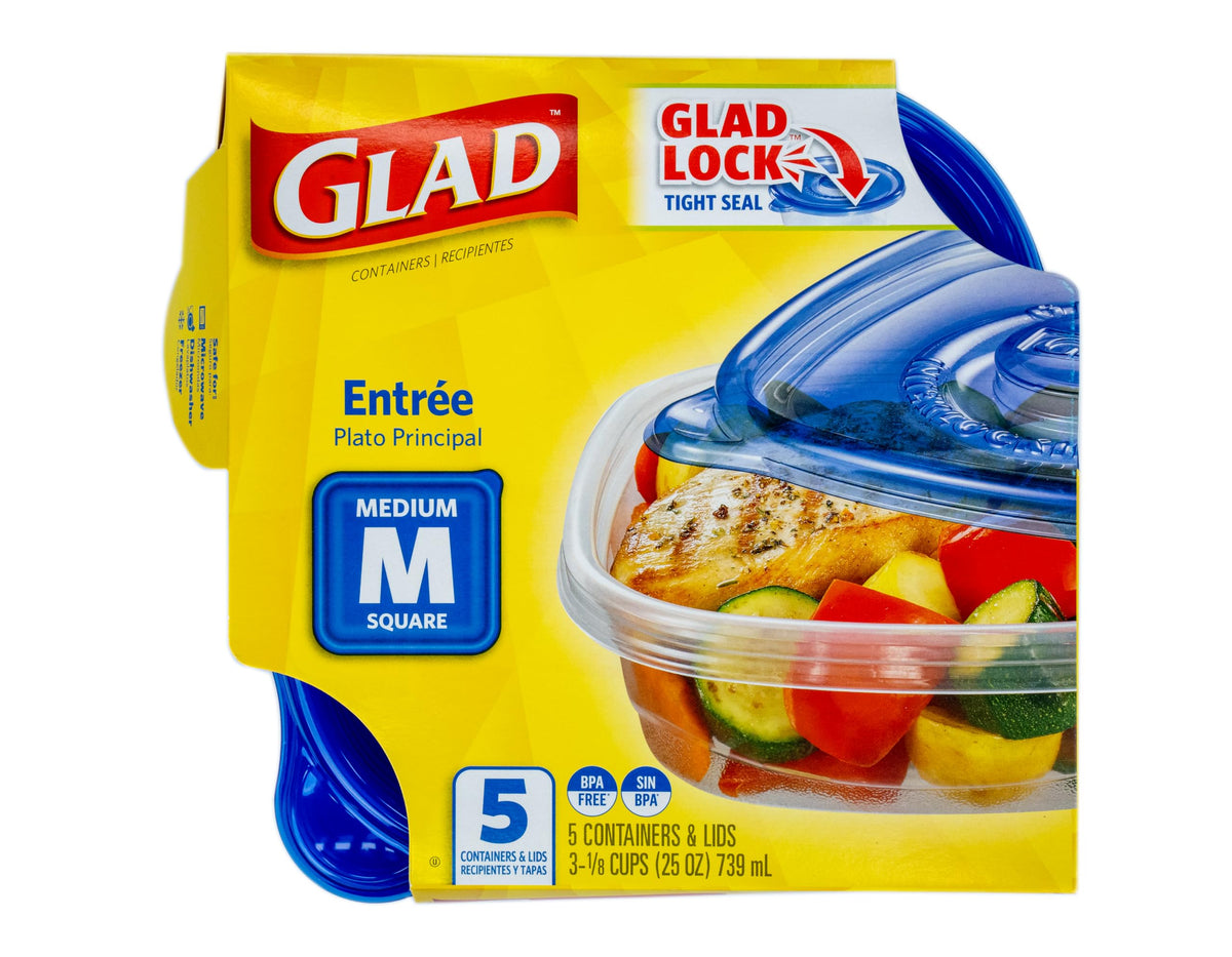 Glad GladWare Entree 25 oz square container stacks neatly to save space
