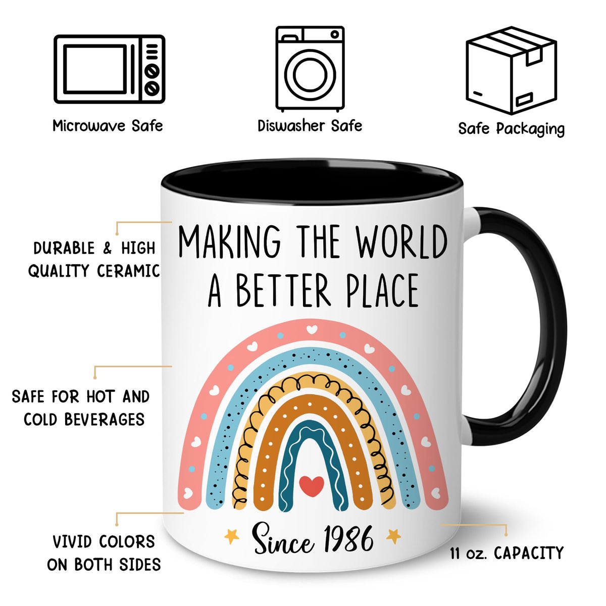 GLAKEUN 40th birthday mug ceramic texture, showing quality finish