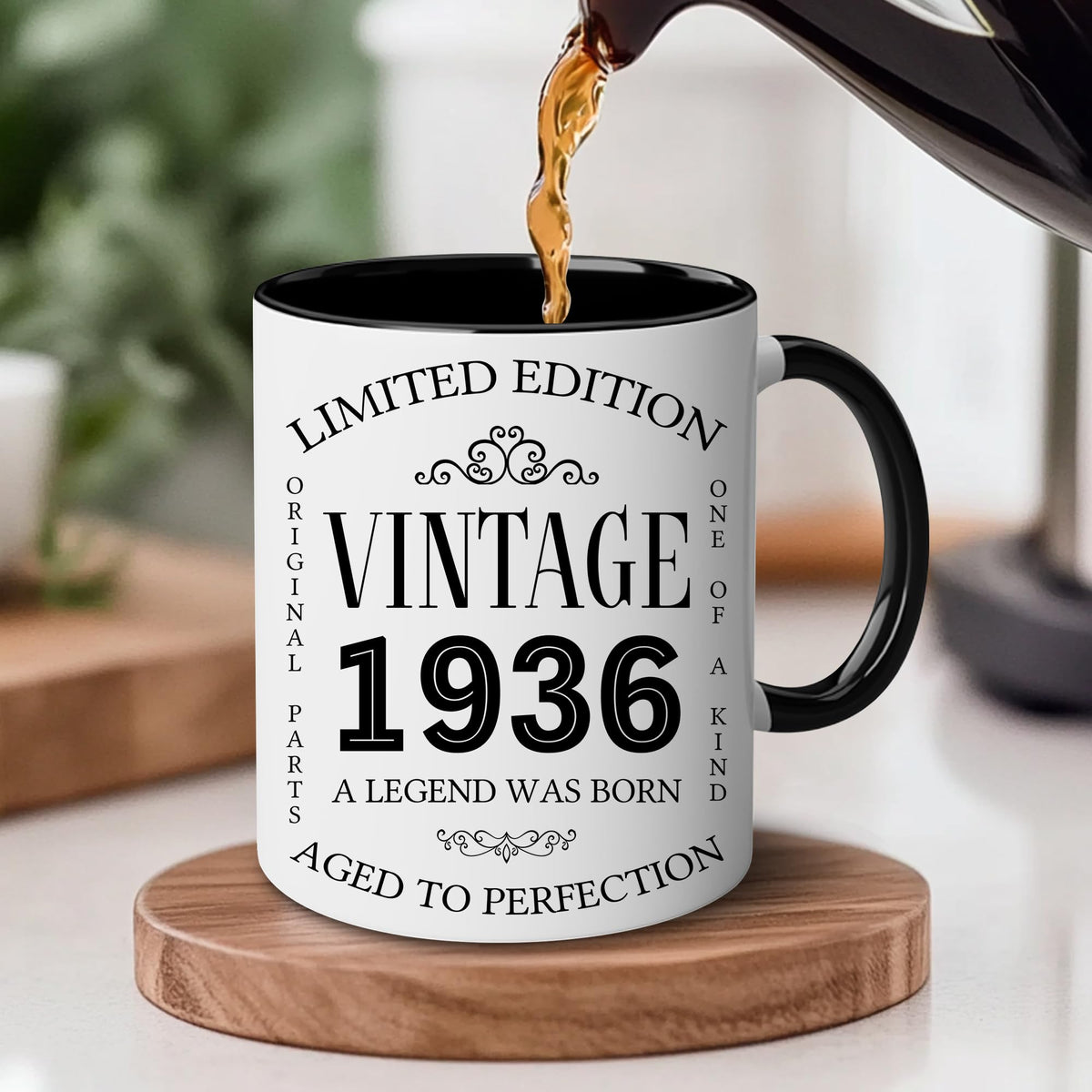GLAKEUN vintage 1936 coffee mug showcases retro design for celebrations.