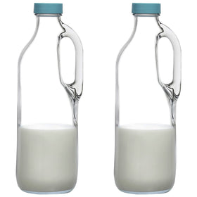 Glass Monger 2pc 47oz pitcher pour with secure handle for easy serving.