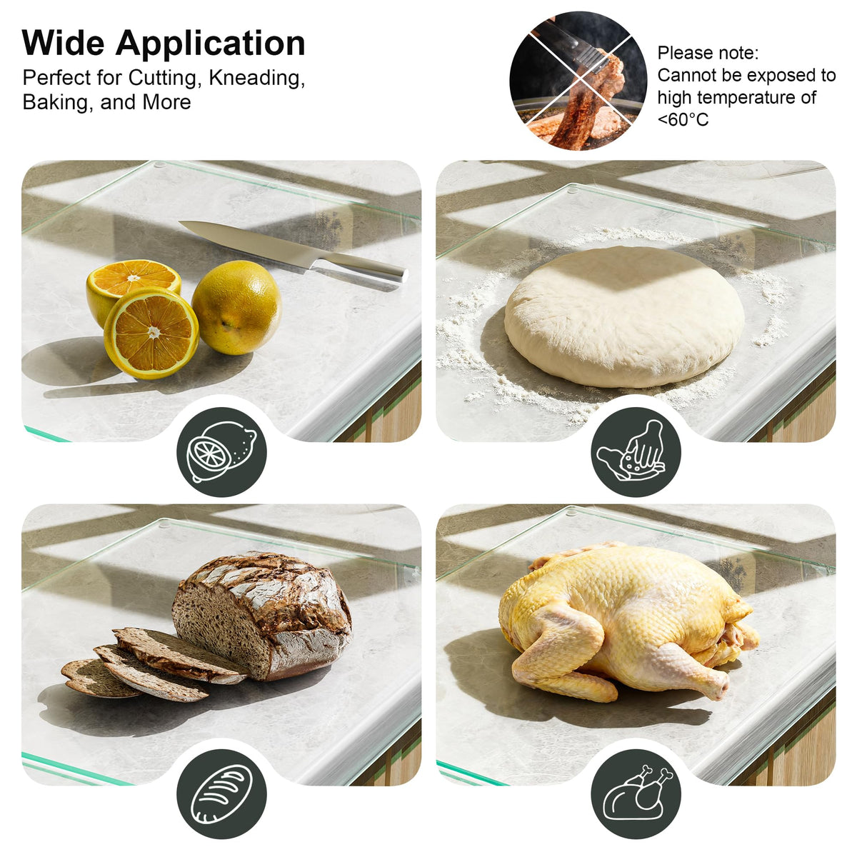 GlassCuisine non-porous surface cleans quickly and odor-free between tasks