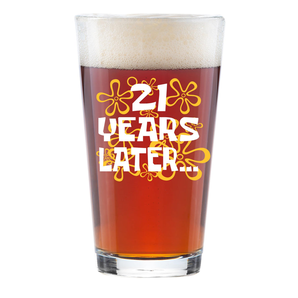 Glassicle 21 Years Later 16oz pint glass for memorable toasts.