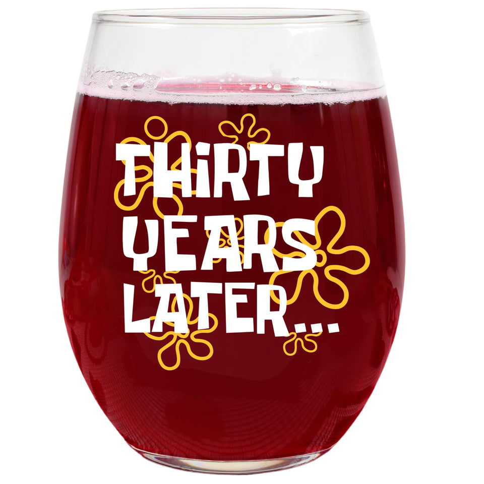 Glassicle 30-years-later design wine glass, ideal for toasts at 30th birthdays.