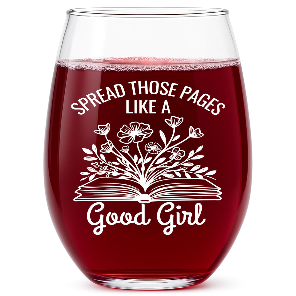 Glassicle book-lovers wine glass with spicy quote, ideal for cozy reading sessions and wine nights.