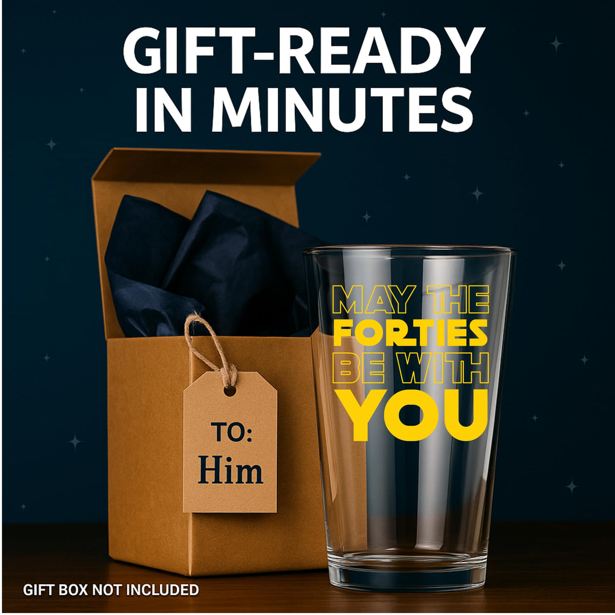 Glassicle beer glass ships gift-ready, wrapped and ready to give.