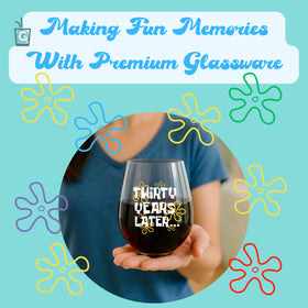 Glassicle stemless 15oz glass close-up, easy to hold and gift-ready.