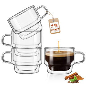 Glastal 4 oz double-walled espresso cup with pour stability and heat-safe grip.