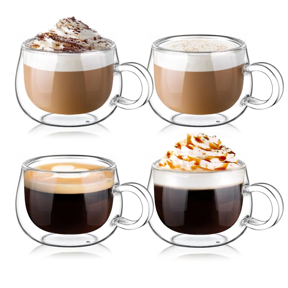 glastal espresso cup set show4oz double-wall glass design, comfortable and stylish.