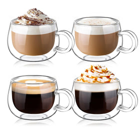 glastal espresso cup set show4oz double-wall glass design, comfortable and stylish.