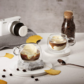 glastal hand blown glass espresso cups with smooth finish and clarity