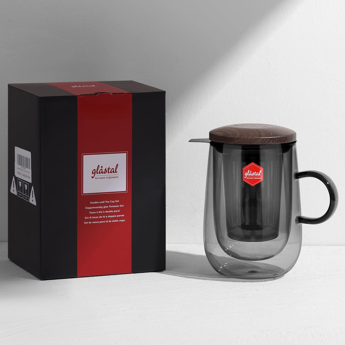 Glastal tea mug in refrigerator, versatile for cold drinks and storage.
