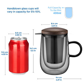 Glastal tea infuser mug with bamboo lid, preserves aroma and warmth.