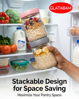GLATABAM fridge and freezer safe glass jar for cold storage.