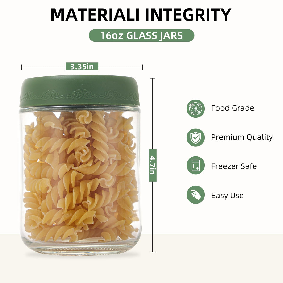 Glatabam glass meal prep jar with lid for leak-free storage.
