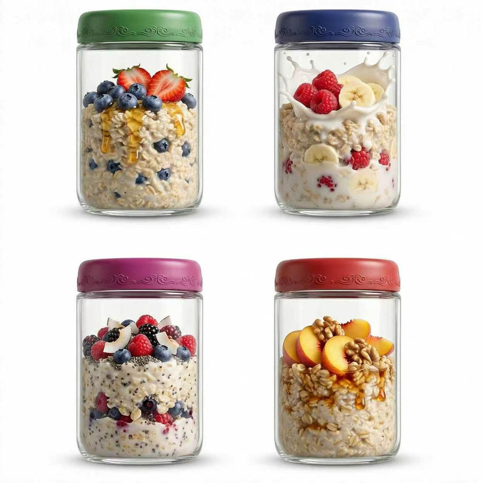 GLATABAM overnight oats jar lids with secure seal for fresh prep