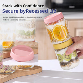 Glatabam refrigerator and freezer safe glass jar for versatile storage.