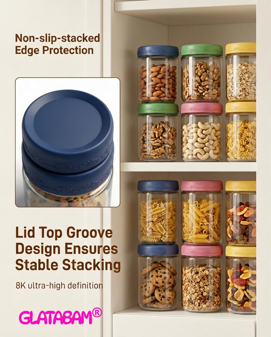 GLATABAM stackable mason jar saves space in kitchen cabinets