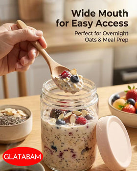 GLATABAM yogurt parfait in a jar, showcasing versatile meal prep.