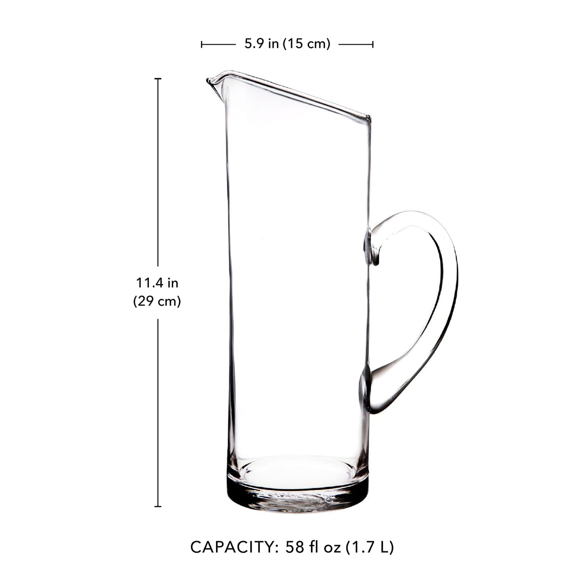 Glaver's 58 oz capacity pitcher ideal for water, juice, or lemonade.