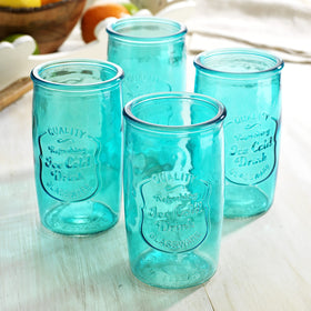 Glaver's blue glassware retro design on a table setting