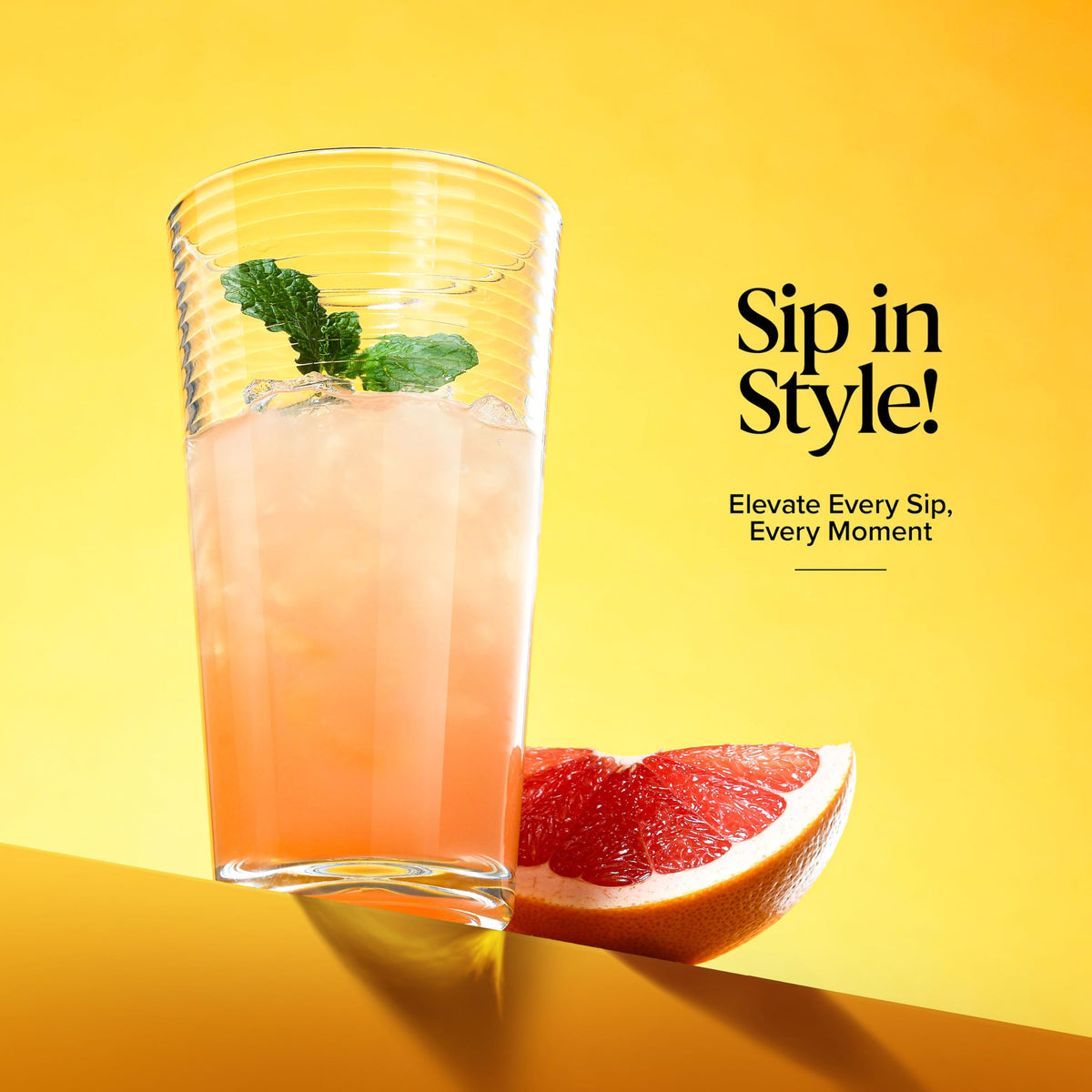 Glaver's clear transparent glasses to showcase colorful beverages.