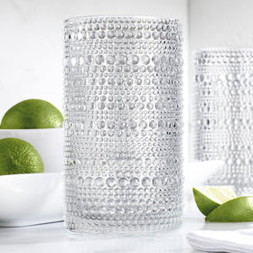Glaver's clear vintage beaded glasses show hobnail texture with timeless appeal