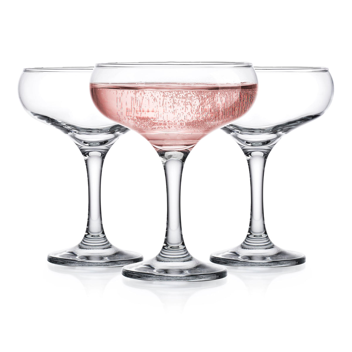 Glaver's coupe glasses with a wide bowl highlight bubbles and aroma in every pour.