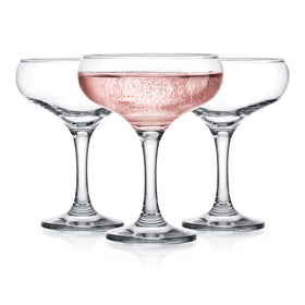 Glaver's coupe glasses with a wide bowl highlight bubbles and aroma in every pour.