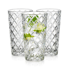Glaver's Diamond-cut highball glass refracts light for an elegant table presentation.
