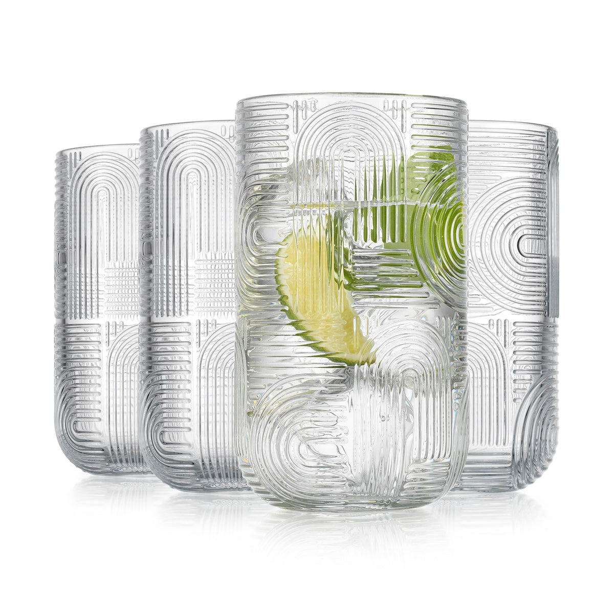 Dishwasher-safe Glaver's highball glasses simplify post-guest cleanups.