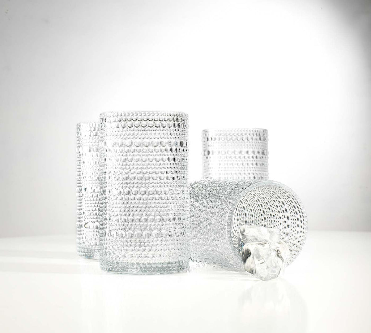 Glaver's elegant barware adds sophistication to cocktails, water, and juice