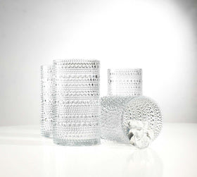 Glaver's elegant barware adds sophistication to cocktails, water, and juice
