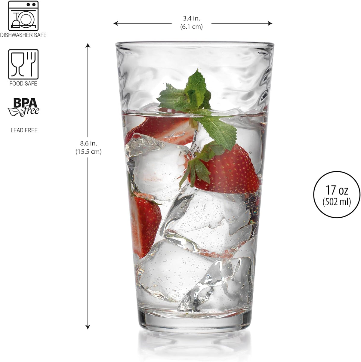 Glaver's highball glasses 17oz tall designed for generous pours