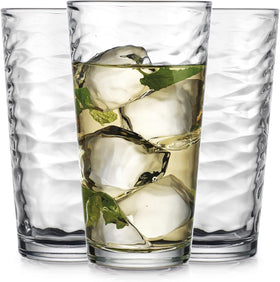 Glaver's highball glasses with wave ribbed design for elegant entertaining.