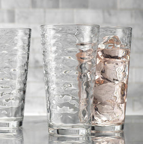 Glaver's highball glass bottom design helps prevent spills.