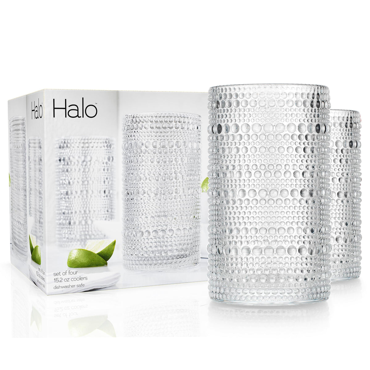 Glaver's Hobnail glasses 4-pack in clear 15oz for everyday use