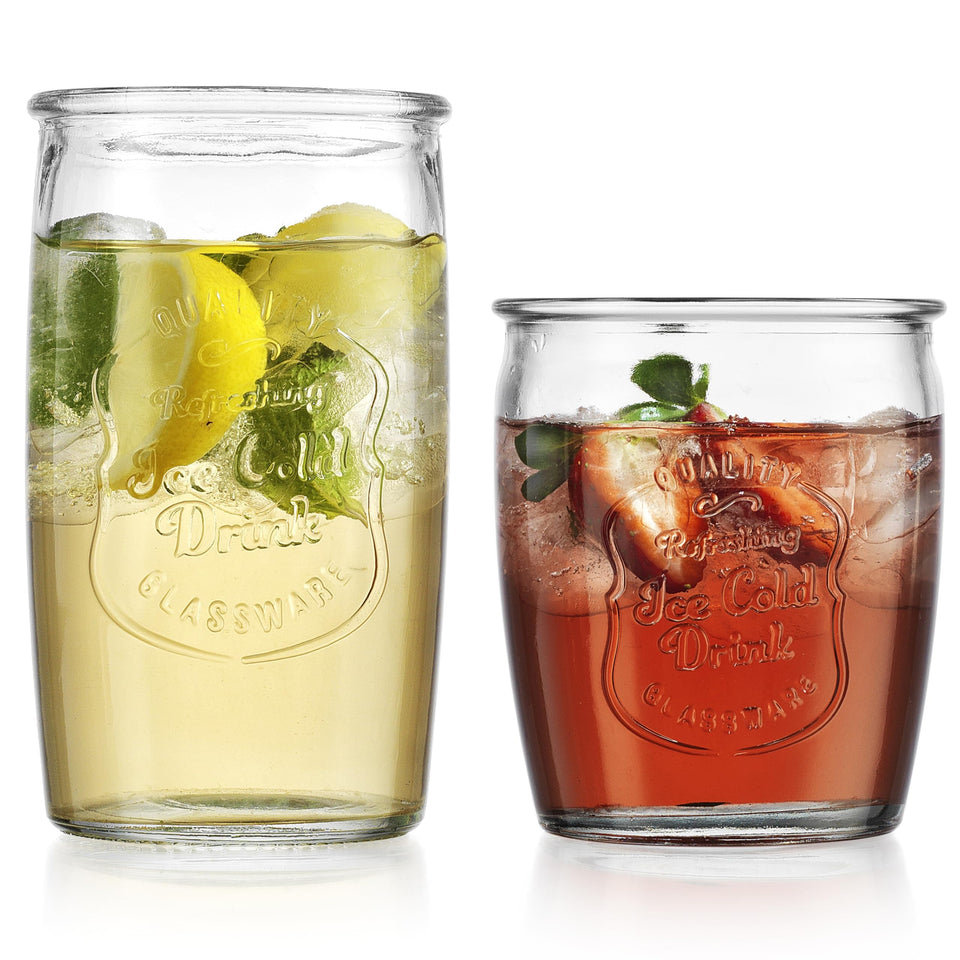 Glaver's embossed highball glass, 20 oz, stylish for cocktails and cold drinks.