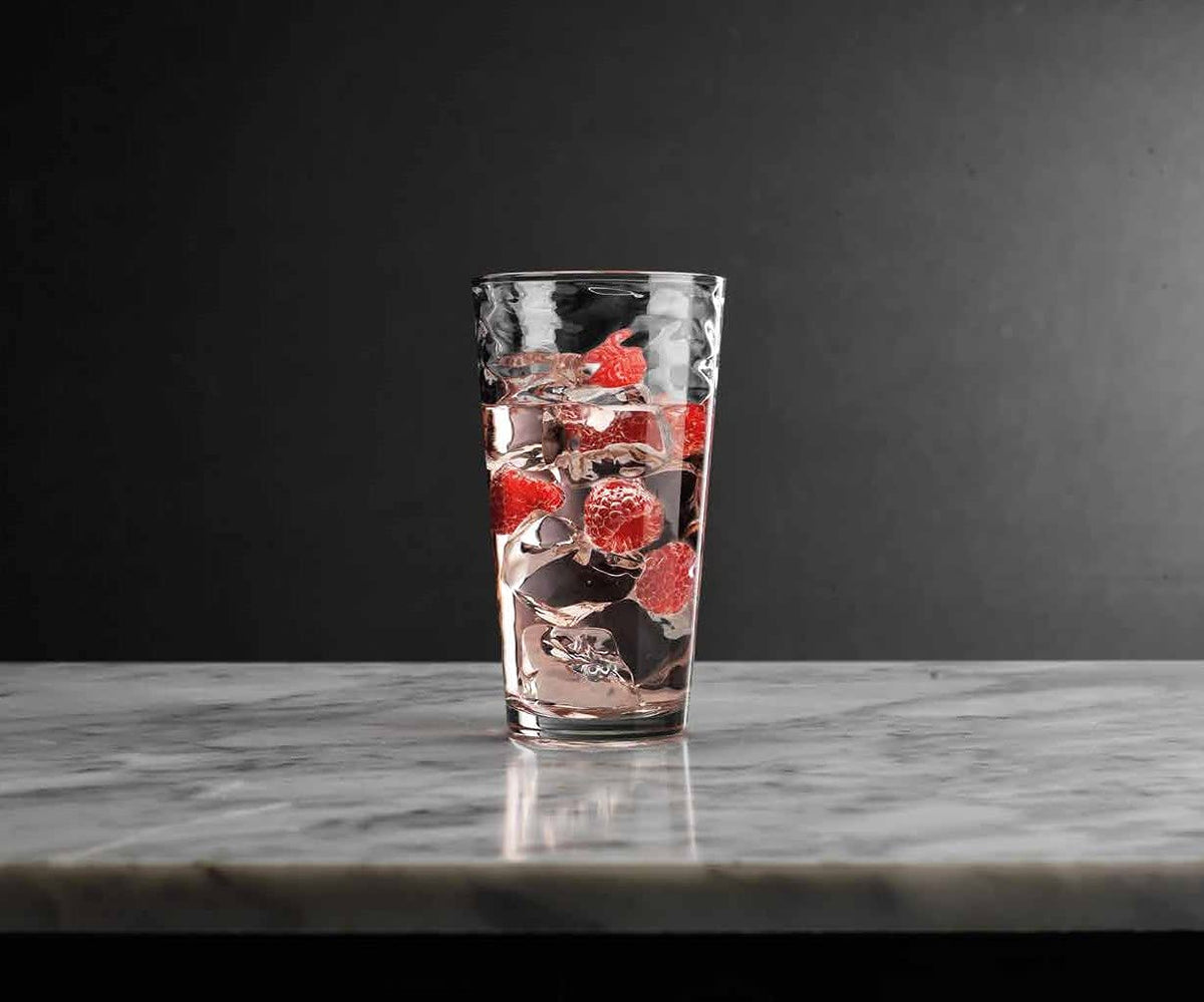Glaver's juice and iced tea glasses offering clear visibility and versatility