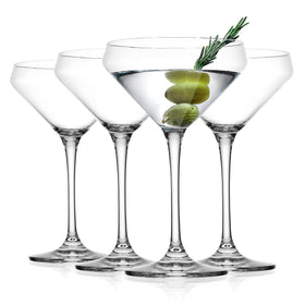 Glaver's clear martini glasses are dishwasher-safe for easy cleanup after entertaining.
