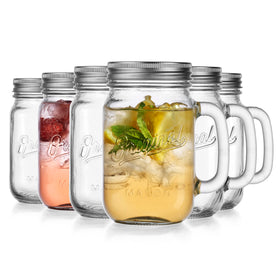 Glaver's 16oz mason jar in clear glass showing beverage color