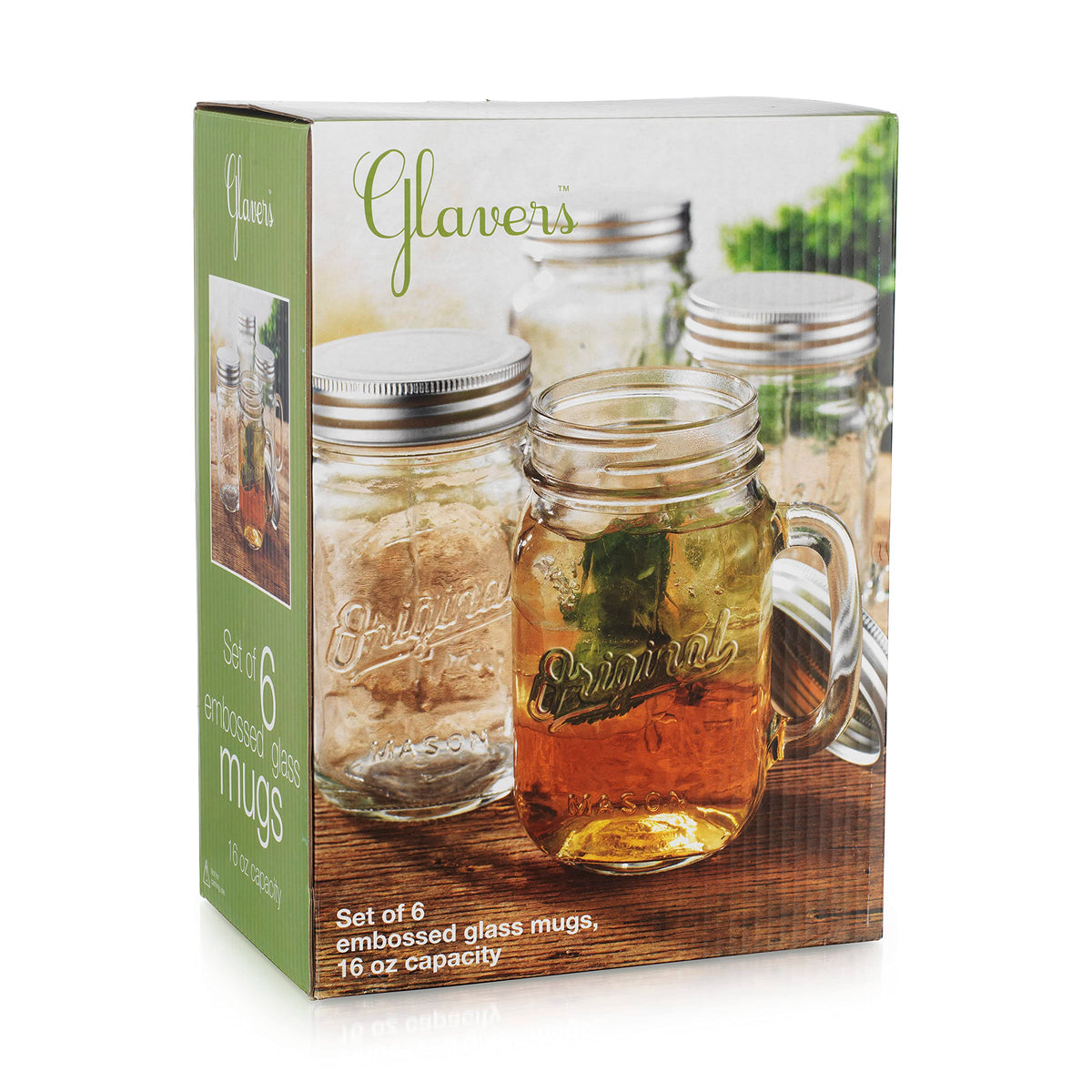 Glaver's 16oz mason jar set presented as a stylish housewarming gift