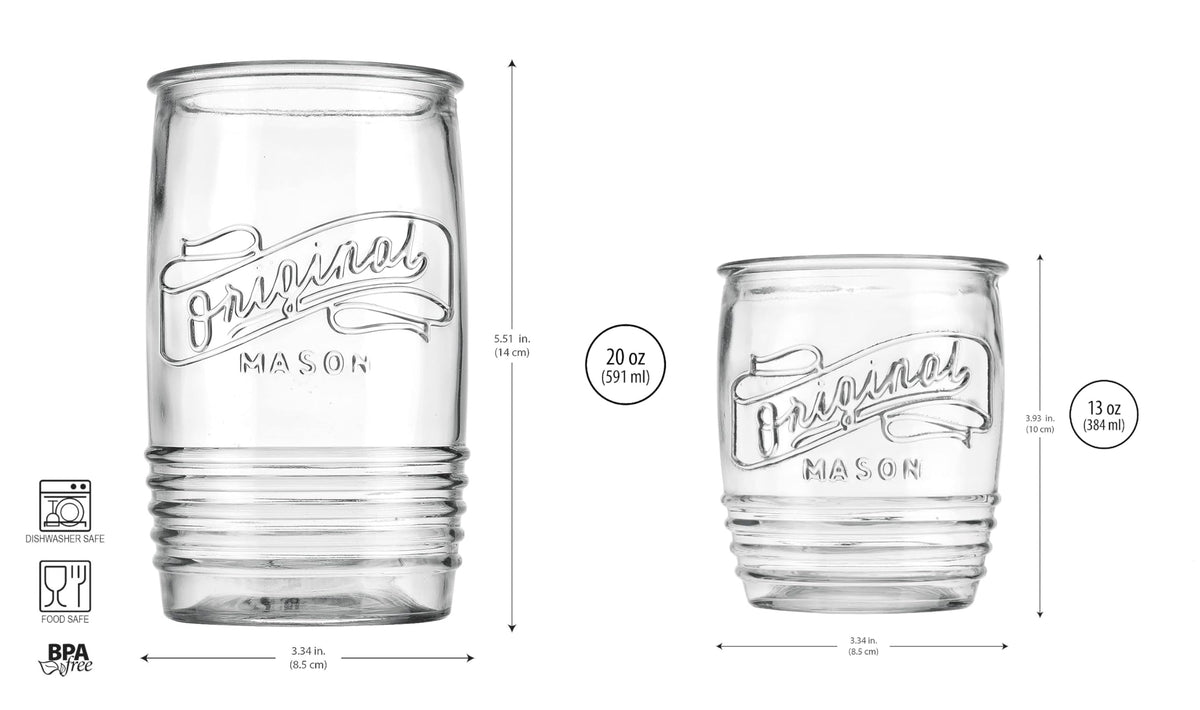 Cocktail service using Glaver's Mason highball and whiskey glasses