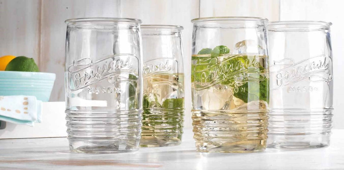 Glaver's Mason set displayed on a stylish home bar